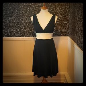 Black and White Plunge Neck Dress